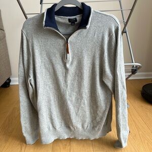 J. Crew Factory Gray and Navy Zip-Up Sweater